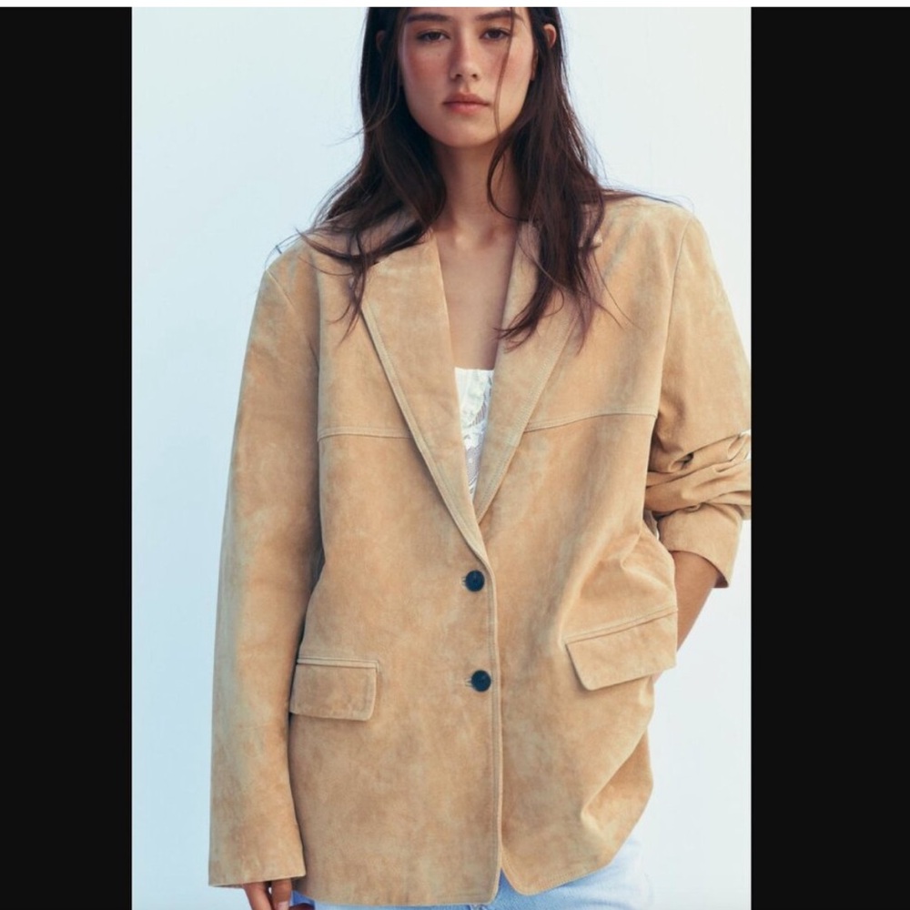 Zara Tan Leather Jacket for Women